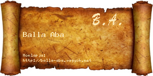 Balla Aba névjegykártya